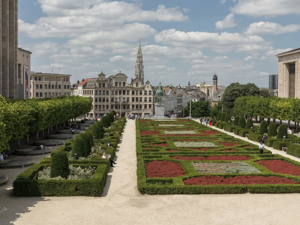 Jardin du Mont des Arts à Bruxelles, au cœur du quartier des musées accessibles avec la Brussels Card